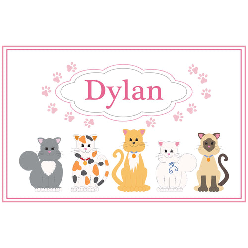 Personalized Placemat with Pink Cats design