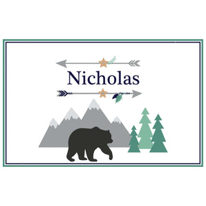 Personalized Placemat with Mountain Bear design