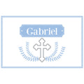 Personalized Placemat with Cross Garland Lt Blue design