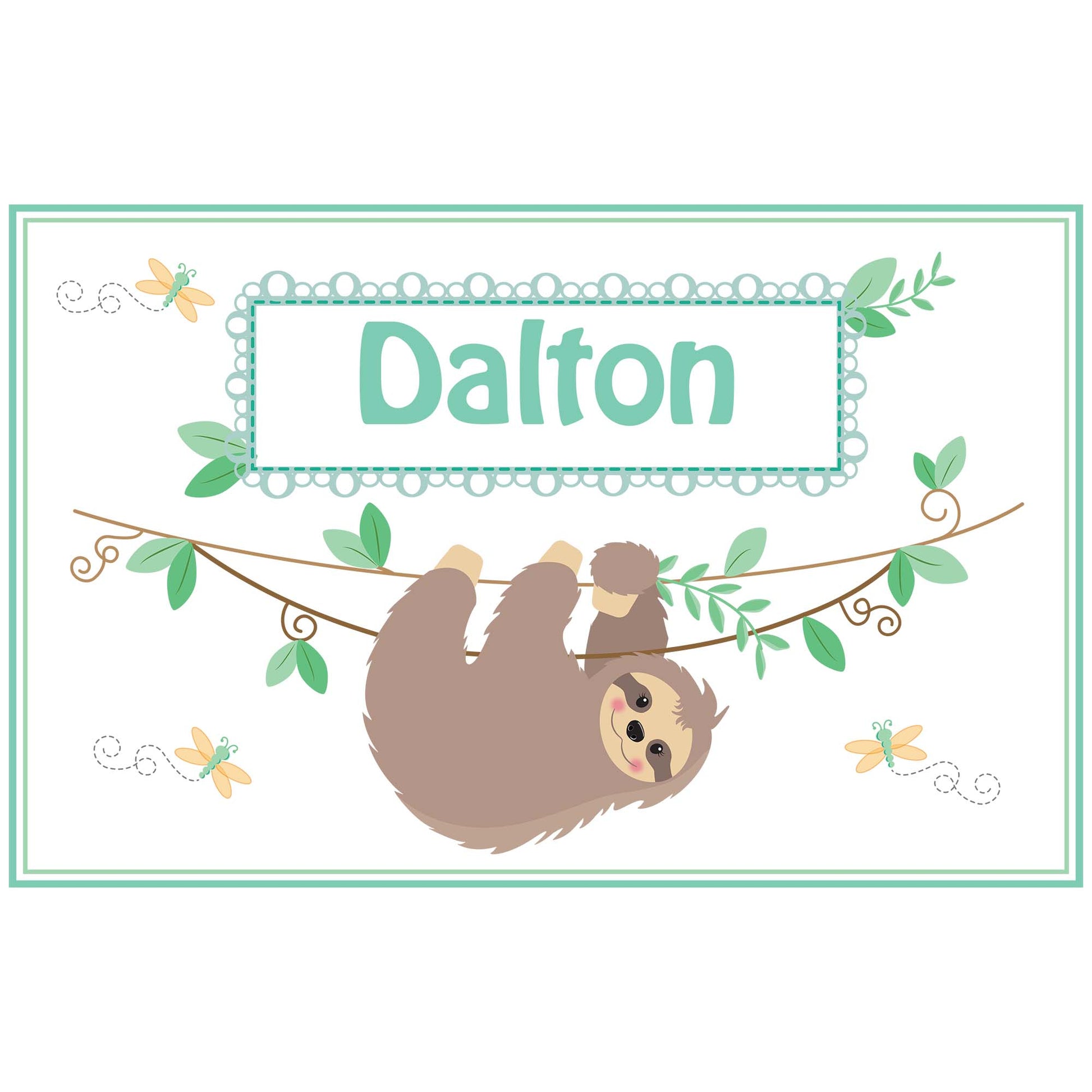 Personalized Placemat with Slothie design