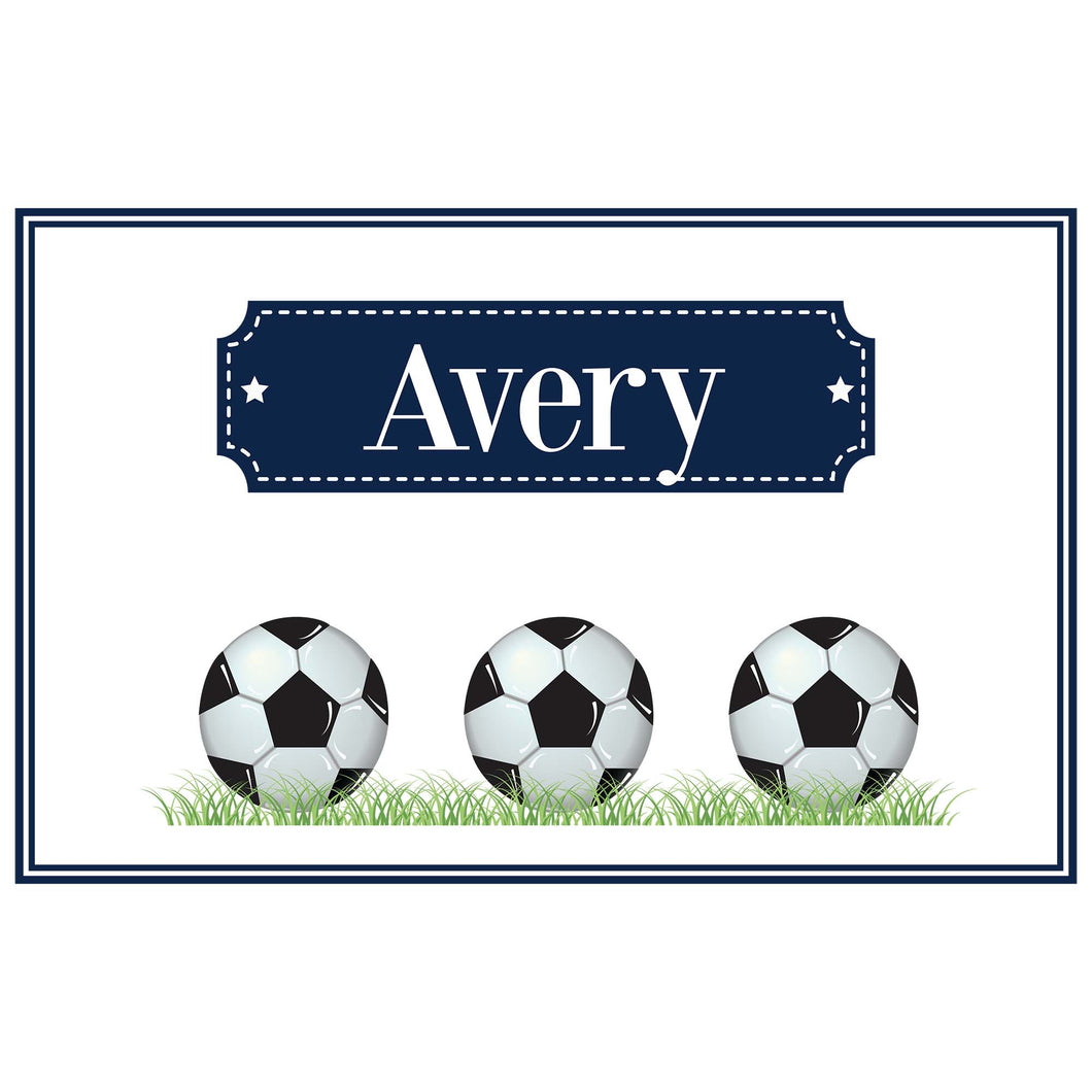 Personalized Placemat with Soccer Balls design