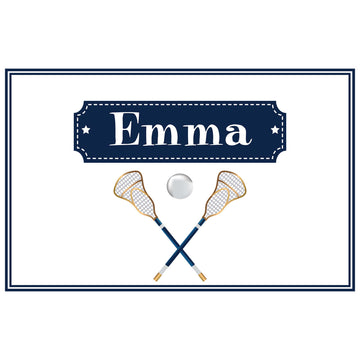 Personalized Placemat with Lacrosse Sticks design