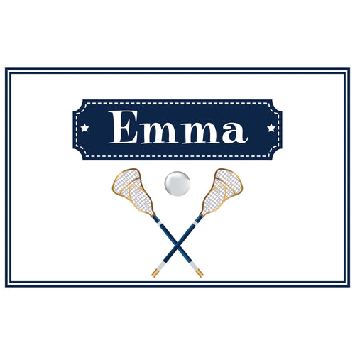 Personalized Placemat with Lacrosse Sticks design