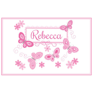 Personalized Placemat with Butterflies Pink design
