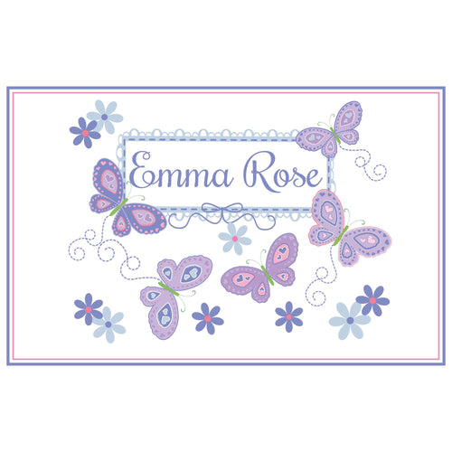 Personalized Placemat with Butterflies Lavender design