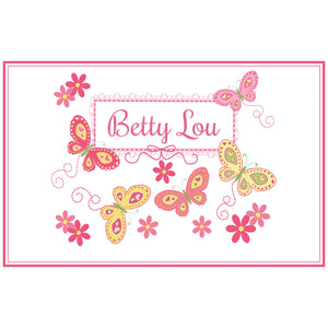 Personalized Placemat with Butterflies Yellow Pink design