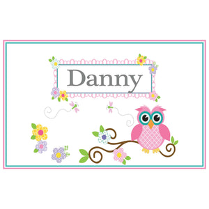 Personalized Placemat with Pink Owl design