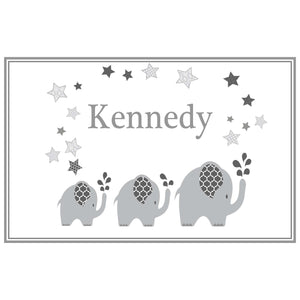 Personalized Placemat with Gray Elephant design