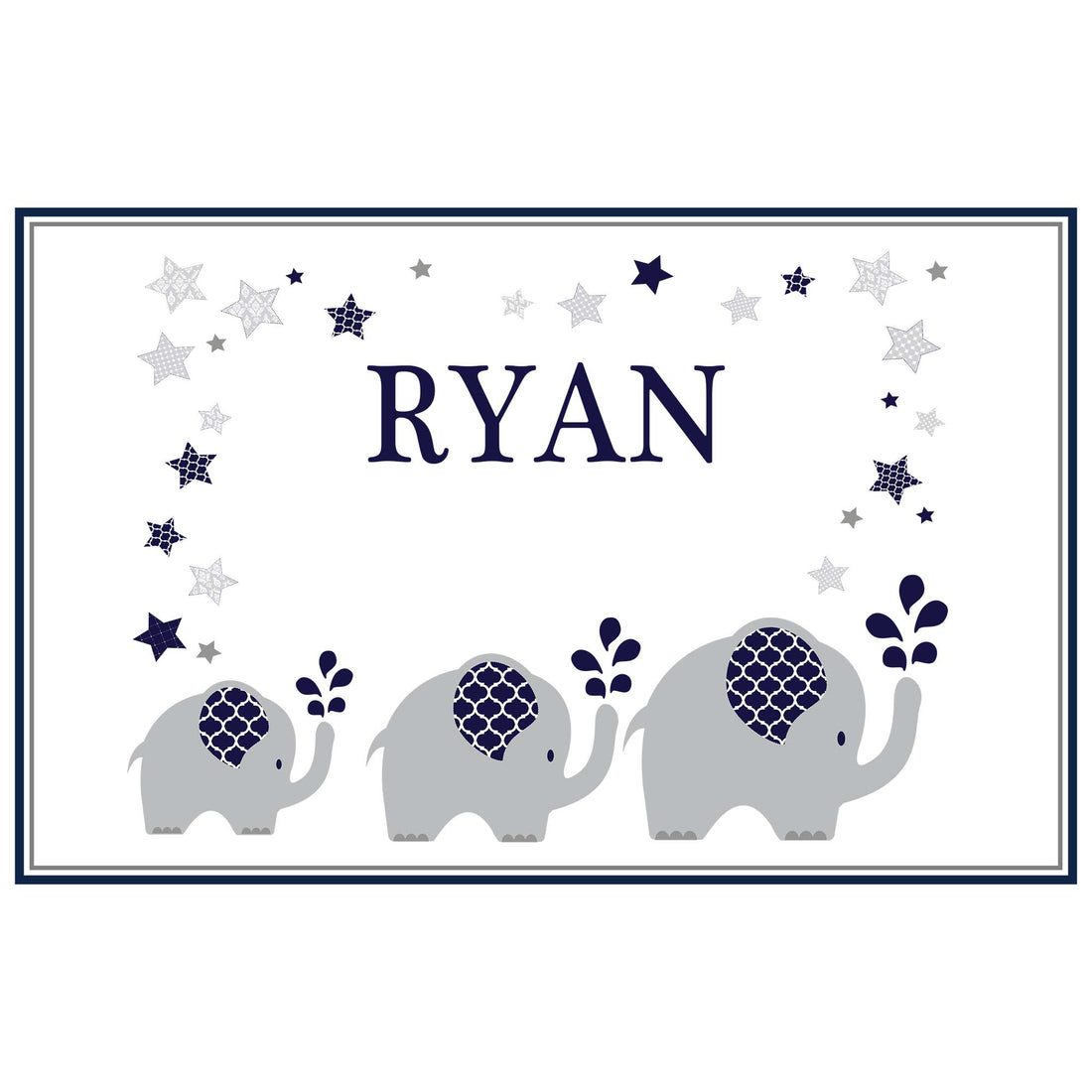 Personalized Placemat with Navy Elephant design