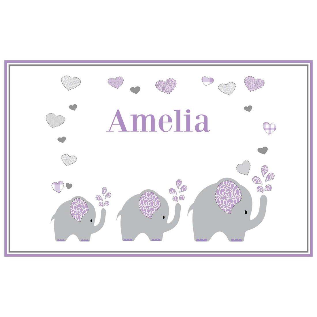 Personalized Placemat with Lavender Elephant design