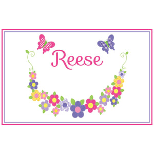 Personalized Placemat with Bright Butterflies Garland design