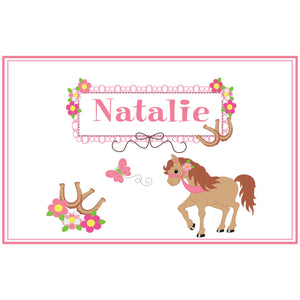 Personalized Placemat with Ponies Prancing design