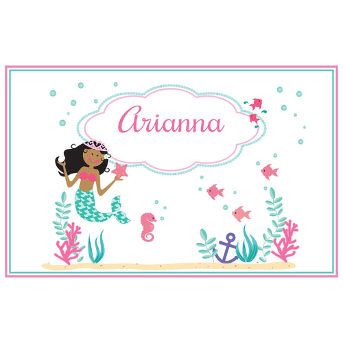 Personalized Placemat with African American Mermaid Princess design