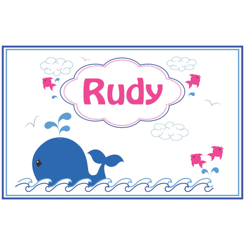 Personalized Placemat with Pink Whale design