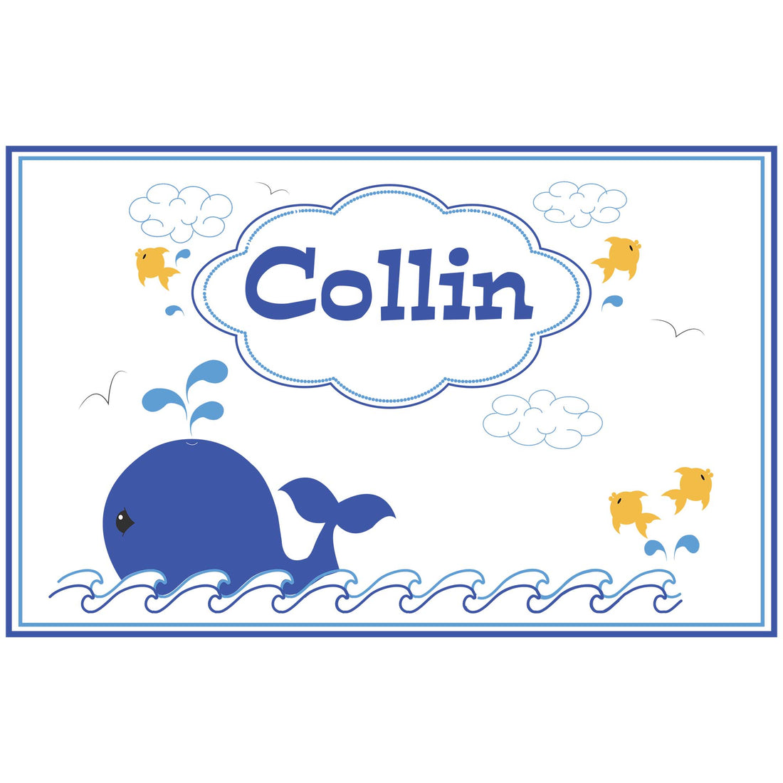 Personalized Placemat with Blue Whale design