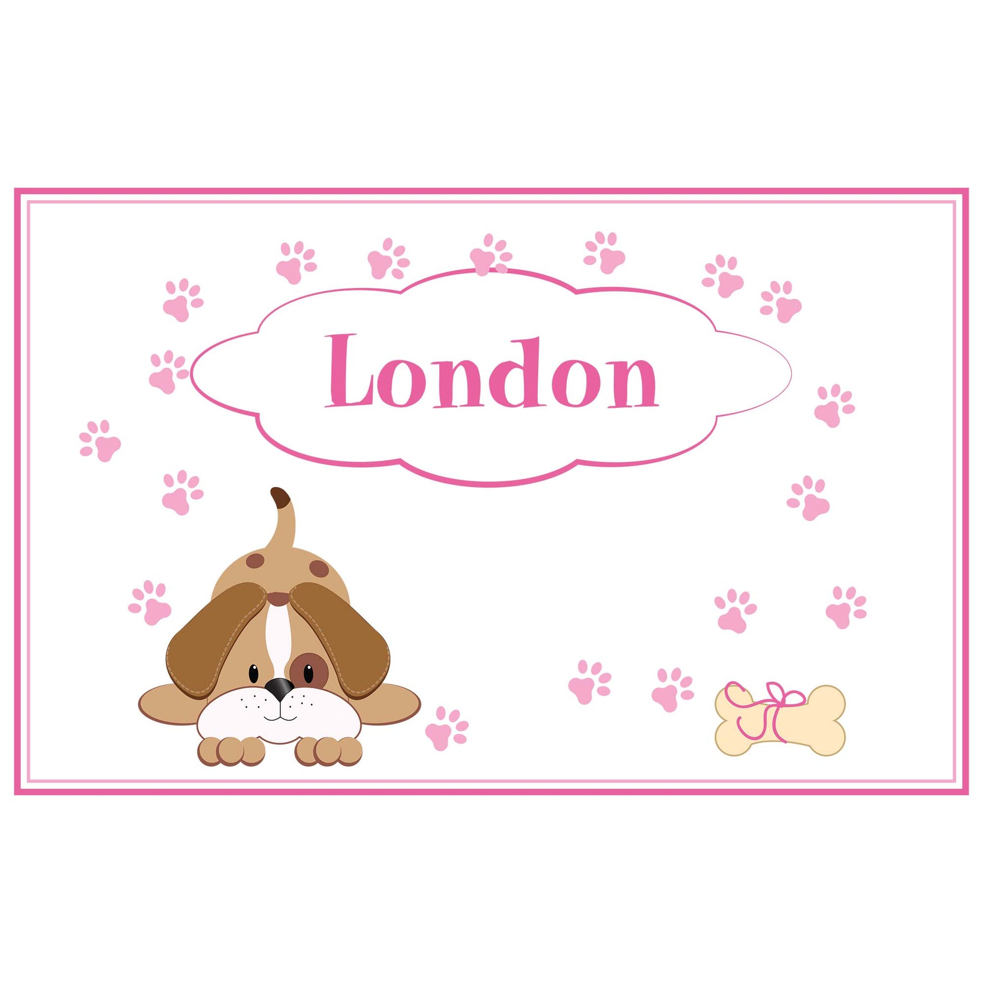 Personalized Placemat with Pink Puppy design
