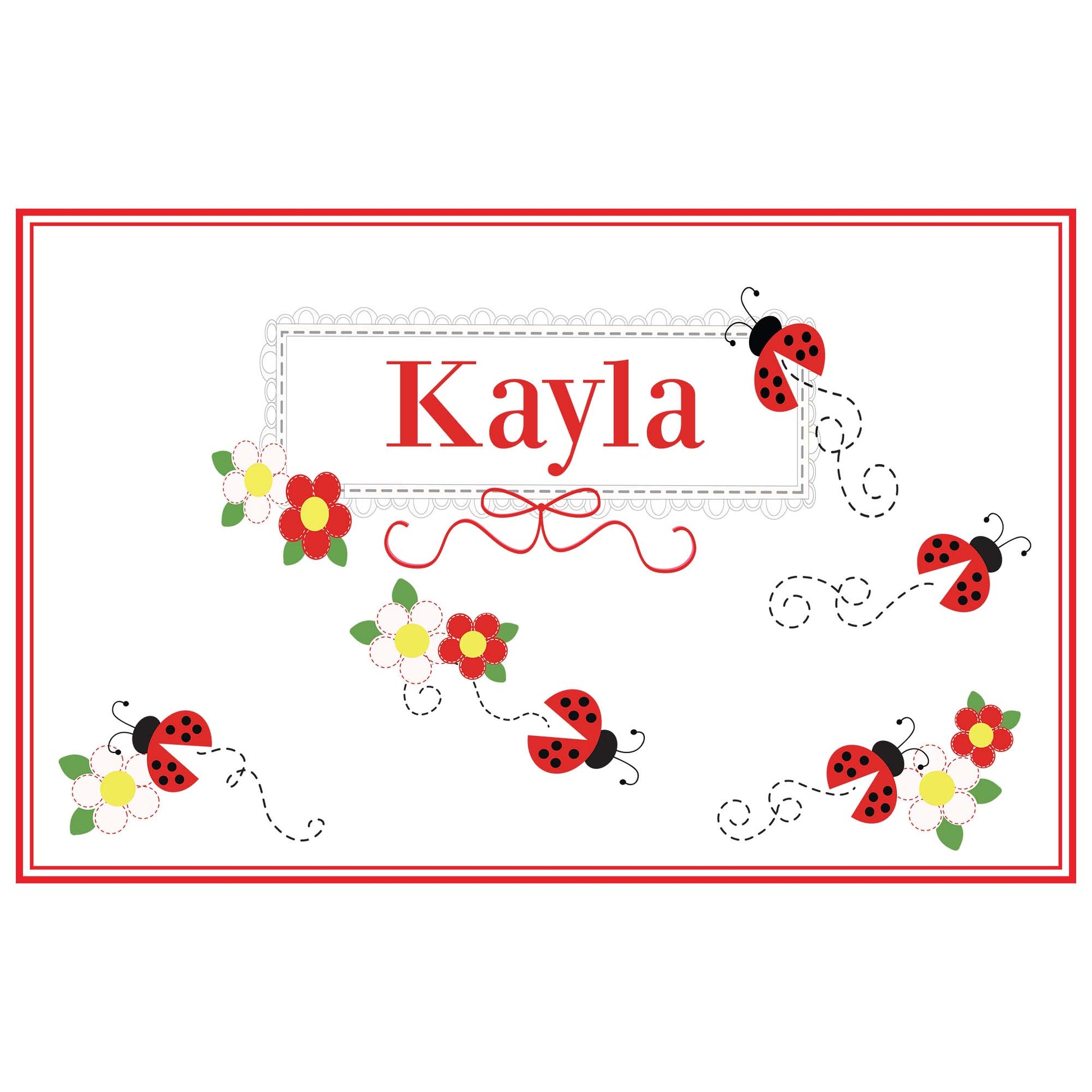 Personalized Placemat with Red Ladybugs design