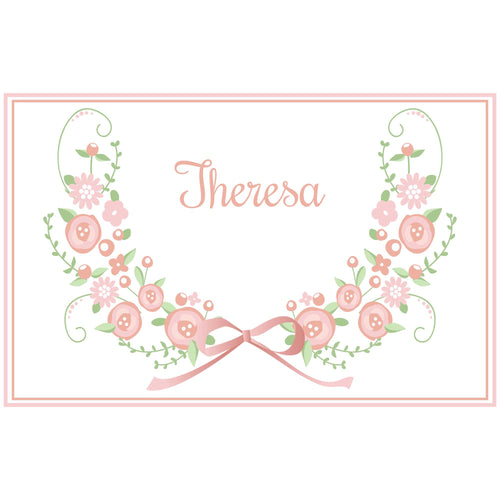 Personalized Placemat with Blush Floral Garland design