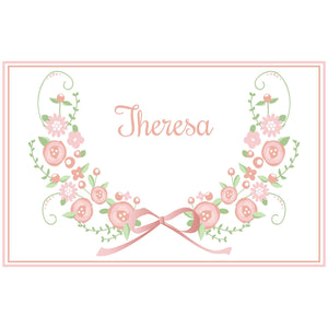 Personalized Placemat with Blush Floral Garland design
