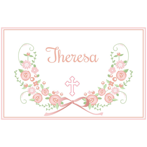 Girl's Placemat - Blush Floral Cross Garland
