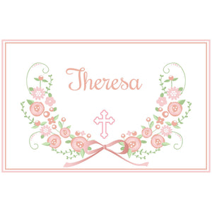 Girl's Placemat - Blush Floral Cross Garland