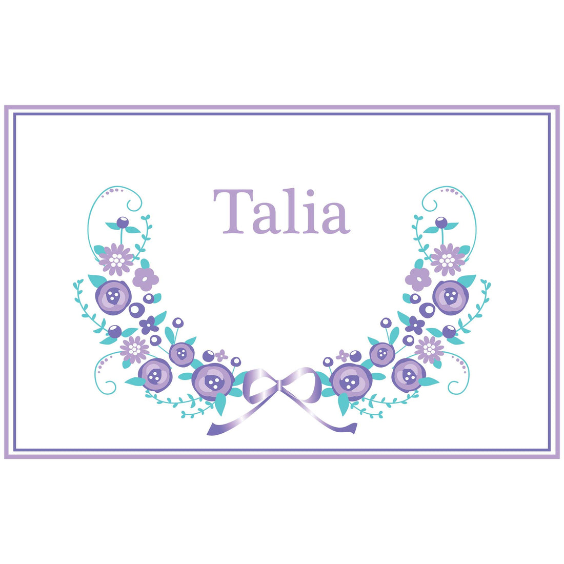 Personalized Placemat with Lavender Floral Garland design