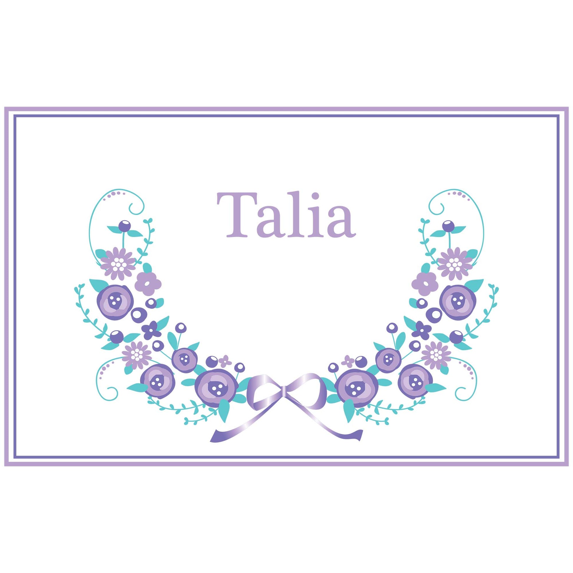 Personalized Placemat with Lavender Floral Garland design