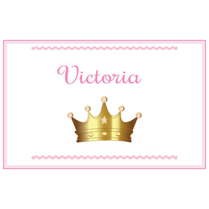 Personalized Placemat with Pink Princess Crown design