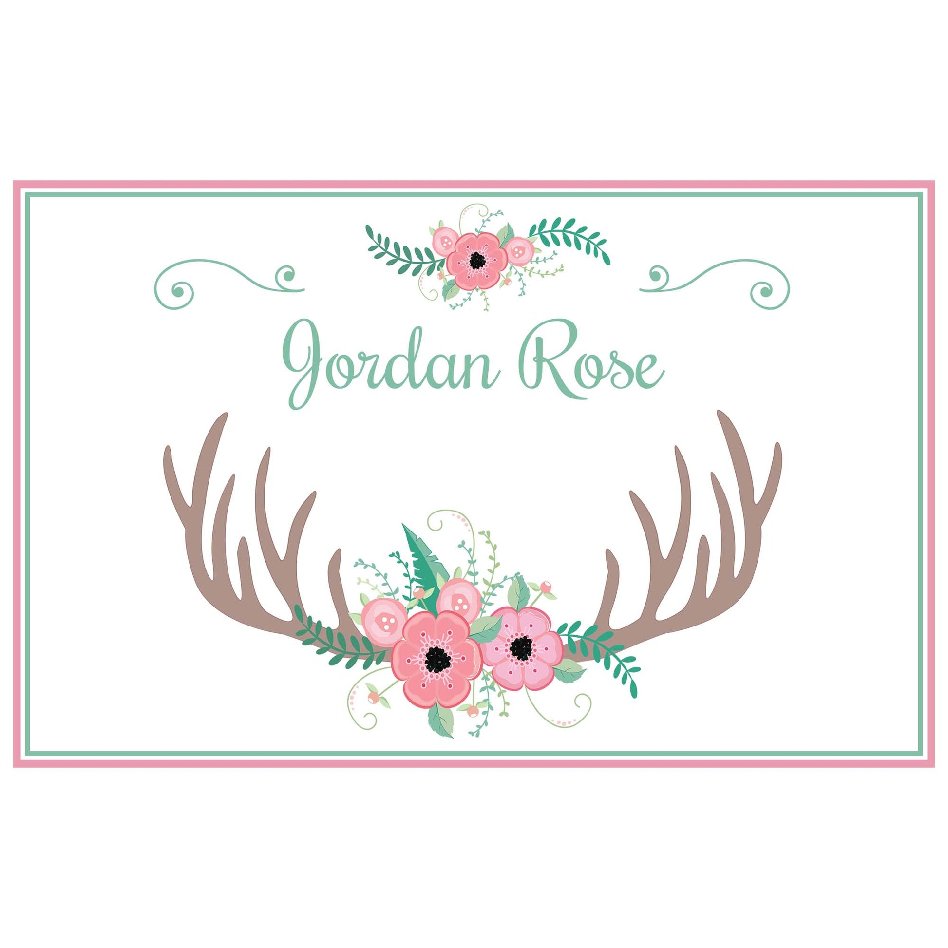 Personalized Placemat with Floral Antler design