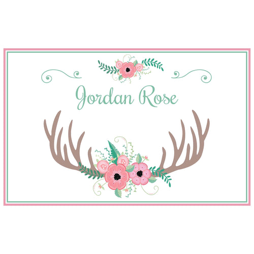 Personalized Placemat with Floral Antler design