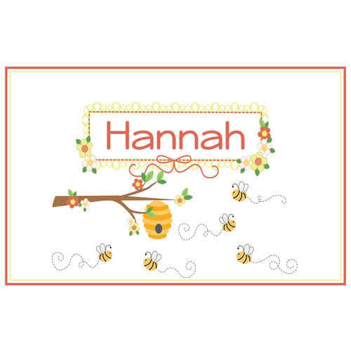 Personalized Placemat with Honey Bees design