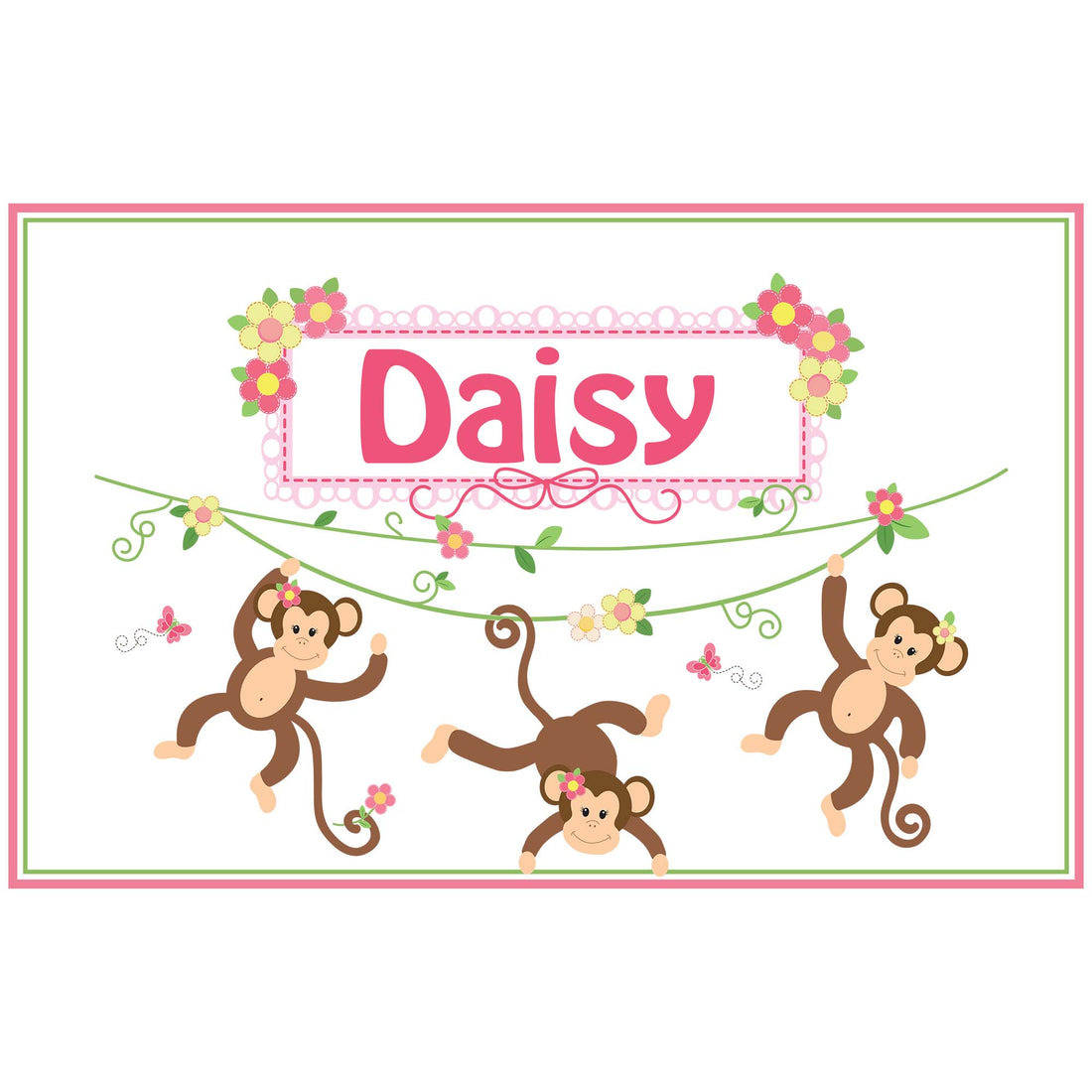 Personalized Placemat with Monkey Girl design