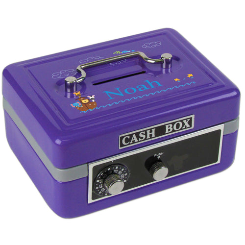 Personalized Noahs Ark Childrens Purple Cash Box