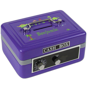 Personalized Dinosaurs Childrens Purple Cash Box