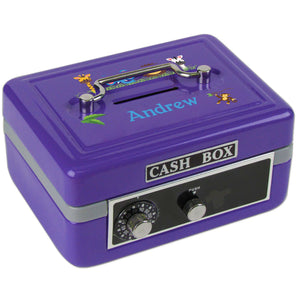 Personalized Jungle Animals Boy Childrens Purple Cash Box