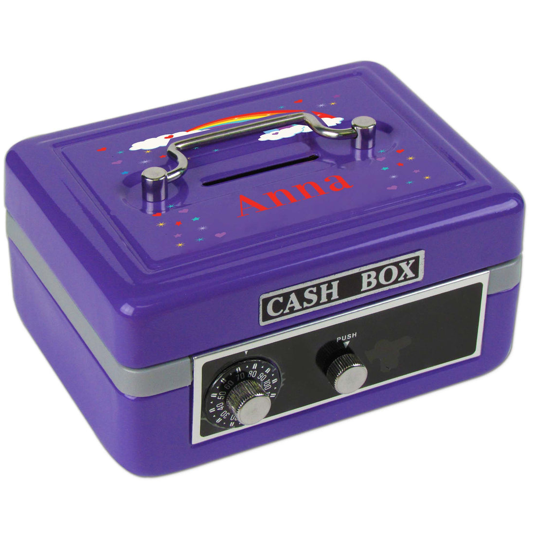Personalized Rainbow Childrens Purple Cash Box