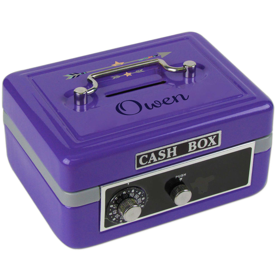 Personalized Tribal Arrows Boy Childrens Purple Cash Box
