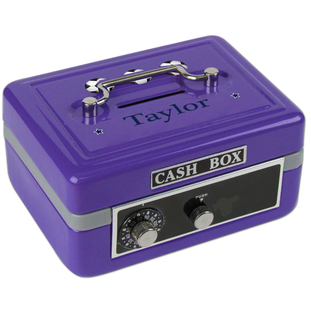 Personalized Soccer Balls Childrens Purple Cash Box