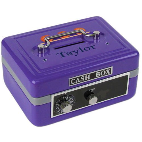 Personalized Basketballs Childrens Purple Cash Box