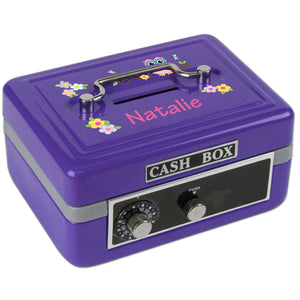 Personalized Pink Owl Childrens Purple Cash Box