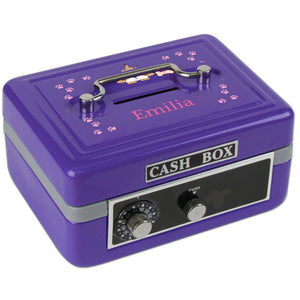 Personalized Pink Puppy Childrens Purple Cash Box