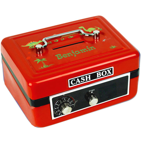 Personalized Dinosaurs Childrens Red Cash Box