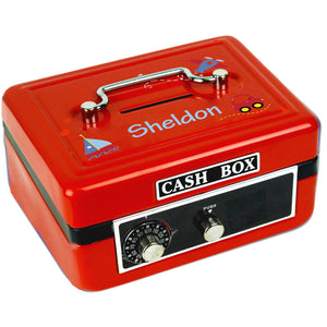 Personalized Red Cash Box with Sails and Trails design