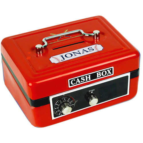Personalized Baseball Childrens Red Cash Box