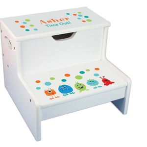 Monster Personalized White Storage Step Stool