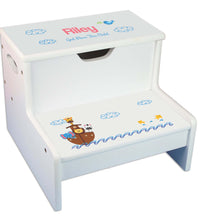 Noah's Ark Personalized White Storage Step Stool