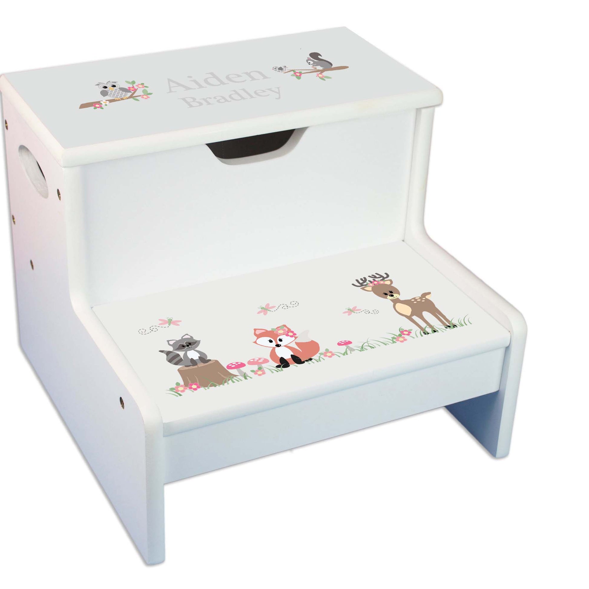 Pirate Personalized White Storage Step Stool