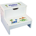 Dinosaur Personalized White Storage Step Stool