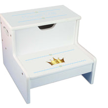 Prince's Crown Personalized White Storage Step Stool