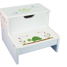Turtle Personalized White Storage Step Stool